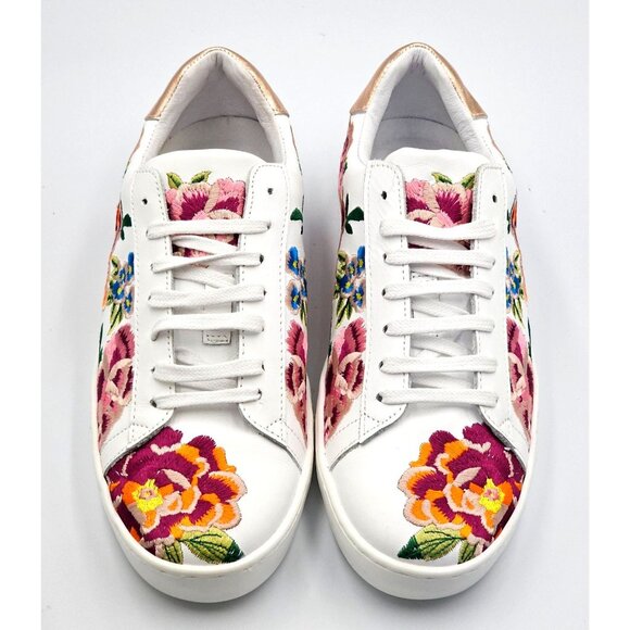 NWOB Johnny Was Women's Floral Embroidered Leather Dylanne Sneakers Sz 7.5 2473 - Picture 9 of 16